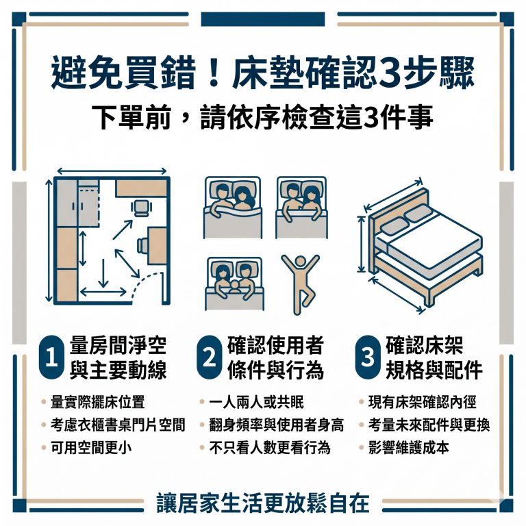 大漢家具提醒，在購買床墊前，可以再進行這三個步驟確認床墊尺寸，避免買錯的風險