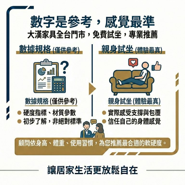 大漢家具全台門市皆提供電動沙發免費試坐服務,現場的門市人員也可以依需求與試坐回饋為你推薦合適的款式